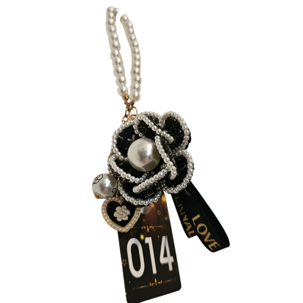 WOMEN'S  ETERNAL LOVE BLACK ROSE PEAL BAG CHARM